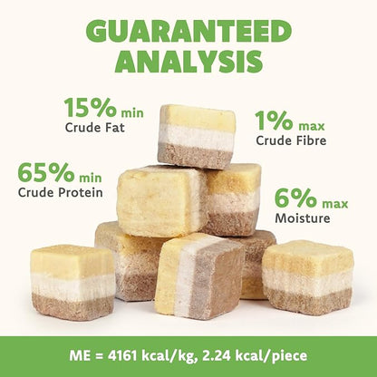 MON2SUN Triple-Layer Freeze Dried Cat & Dog Treats, Chicken, Egg & Chicken Liver Recipe Cube, Grain-Free High Protein Snacks, All Natural Food Topper or Training Rewards, 5.6oz