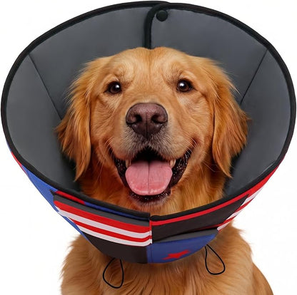 Queenmore Soft Cone for Dogs, Dog Cones for Large Dogs to Stop Licking, Dog Soft Cone, Elizabethan Collar for Pets, Alternative Pet Recovery Collar for Wound Healing, USAFlag L