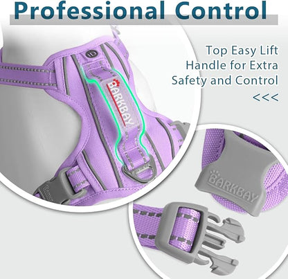 BARKBAY Dog Harness No Pull Oxford with ID Tag Pocket - Heavy Duty, Reflective, Easy Control for Large Dogs(Violet Purple Oxford,XS)