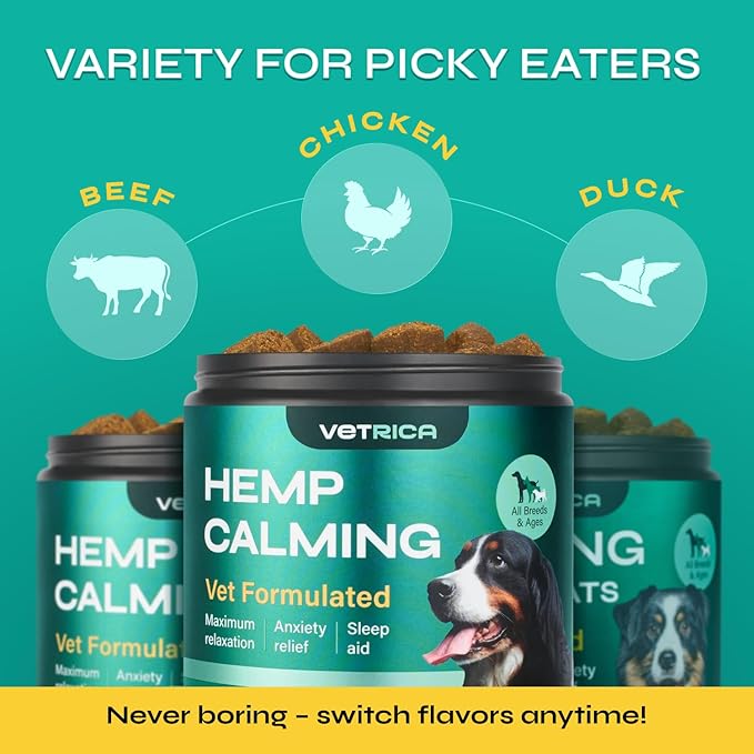 Dog Calming Chews with Hemp - 17,810 mg Hemp Oil per Pack - Soft Calming Chews for Dogs with Melatonin - Relaxation Support for Travel, Grooming, Separation, Thunder, Fireworks - 130 Chicken Bites