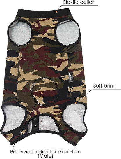 Jiupety Dog Surgical Recovery Suit Adjustable, Not Fit Slim and Long Body, Dogs Suit for Surgery Recovery, M Size, Anti-Licking Surgical Dog Onesies, Camo