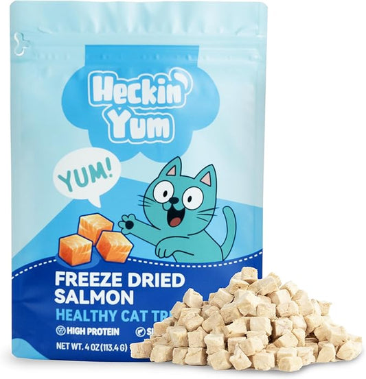 Freeze-Dried Salmon Cat Treats for Skin & Coat Health, 4oz, Single Ingredient High Protein Reward Snacks for Pets, Grain & Gluten Free