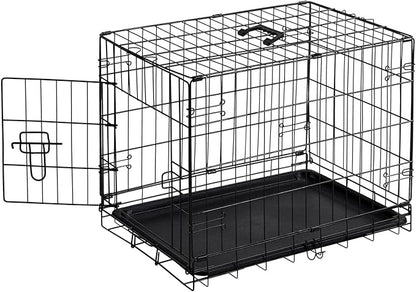 Sweetcrispy 24 Inch Single Door Dog Crate, Metal Pet Kennel with Secure Lock, Foldable Design, Removable Tray for Easy Cleaning, Portable Puppy Cage for Small Dogs, Ideal for Training & Travel