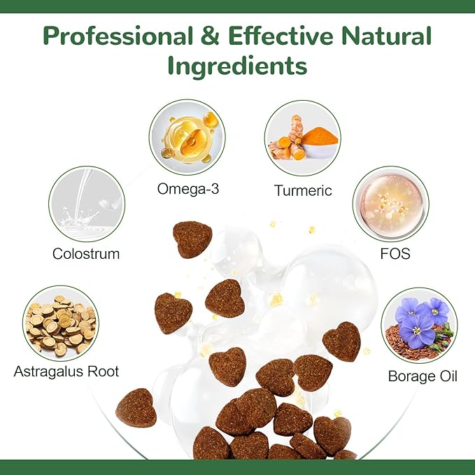 Dog Allergy Relief Chews, Natural Dog Itch Relief Chews with Omega-3, Astragalus & Turmeric for Immune Support, Prebiotic for Dog Skin Allergy Relief, Paw Licking & Seasonal Itching-300ct