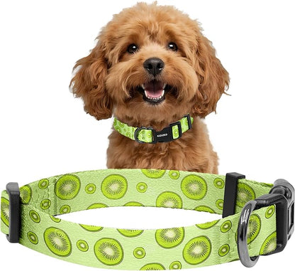 Kazazoo Dog Collar Cute and Soft Nylon Puppy Collar for Boy and Girl, Adjustable Dog Collars for Small Medium Dogs, Kiwi Fruit-S