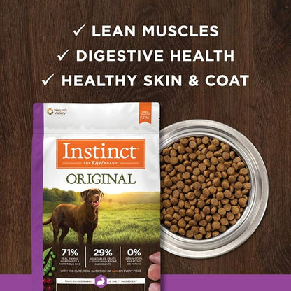 Instinct Original Dry Dog Food, Raw Coated Kibble, High Protein, Grain Free Recipe - Real Rabbit, 20 lb. Bag