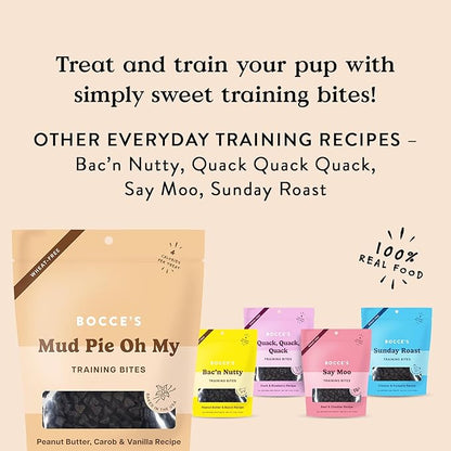 Bocce's Bakery Mud Pie Oh My Training Treats for Dogs,Wheat-Free Dog Treats,Made with Real Ingredients,Baked in The USA,All-Natural&Low Calorie Training Bites,PB,Carob,&Vanilla Recipe,6 oz,(Pack of 2)