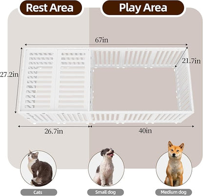 Dog Playpen with Door & Cover Top,18*Fence Panel Puppy Playpen, 2 Room Dog Crate, Pet Playpen for Small & Medium Dogs, Puppy Play Pen for Indoors & Outdoor