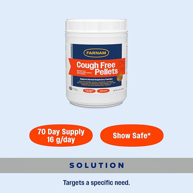 Farnam Cough Free Horse Supplement Pellets, Respiratory Support for Seasonal Allergies, Stable Cough, Lung Support Supplement, Show Safe, Herbal Formula, 2.5 lbs, 70-Day Supply
