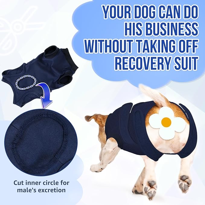 Lukovee Recovery Suit for Dogs, Zipper On Recovery Suit for Female Male Dog, Onesie Abdominal Wounds Cone E-Collar Alternative Prevent Licking Spay Recovery Suit (XL, DBL)