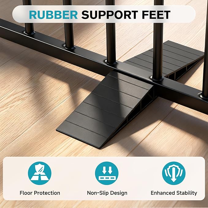 Snagle Paw Extra Wide Dog Gate,Free Standing Dog Fence with Door, Up to 52 Inch Wide Pet Gate with Support Feet for Stairs, Hallways, Doorways, Yard (Black, 2 Panels)