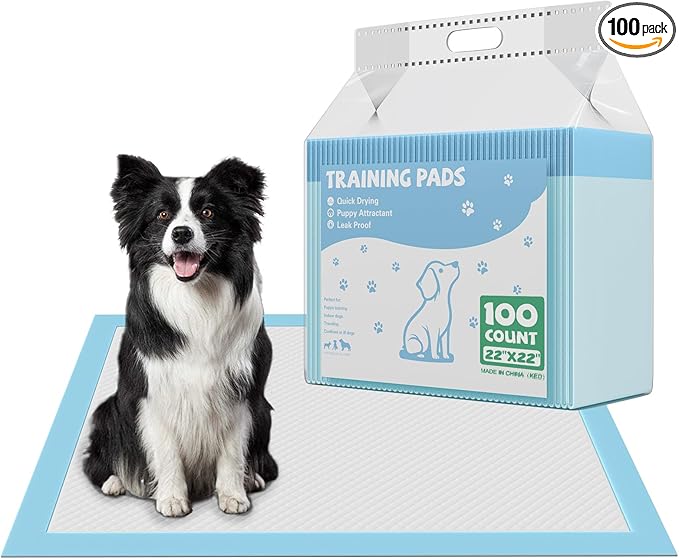 DUMOS 100 Count Puppy Pads for Dogs, 22" x 22" Potty Puppy Training Pad, Dog Cat Pee Pads, Super Absorbency Disposable Pet Leakproof Quick Drying Pad