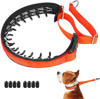 Mayerzon Martingale No Pull Collar for Medium Large Dogs, Patented Anti Pull Dog Collar with Buckle for Walking Training, with Neoprene Padding and Reflective Stitching, Adjustable(Sunset Orange, M)