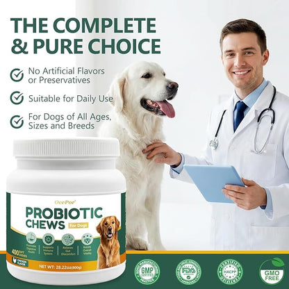 OcePor 400 Pcs Probiotics for Dogs, Dog Probiotics Chews for Yeast, Itchy Skin and Itchy Ears, Digestive Health, Diarrhea Relief, Gut & Immune Support, Pet Supplements (Chicken)
