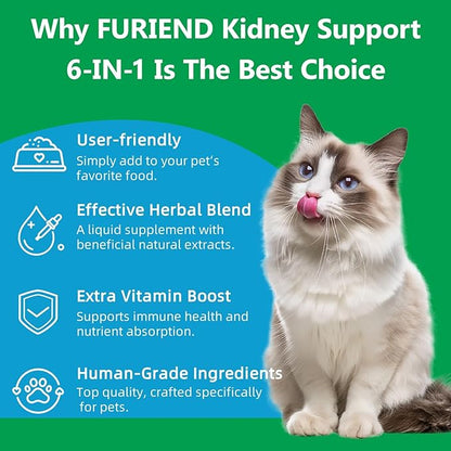 Veterinarian Formulated Kidney Support for Cats & Dogs | 6-in-1 Liquid with Herbal Blend + Vitamin B Complex | Bacon Flavor for Kidney & Urinary Health, Energy & Appetite | 2oz (59ml)