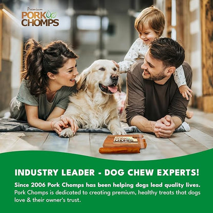 Pork Chomps Roasted Pork Skin Dog Chew, 8 Inch Roll, 5 Count - Long-Lasting Treats for Dogs - High Protein, Rawhide-Free, Low Fat, Healthy & Delicious Chews