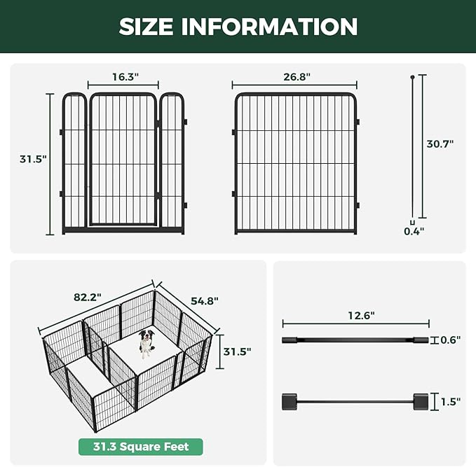 FXW Homeplus Unleashed Indoor Dog Playpen - Stress-Free and Safe Play, Heavy Duty 32 Inch 12 Panels with Connectors (Pack of 2) for Puppy and Small Dogs, Black│Patented