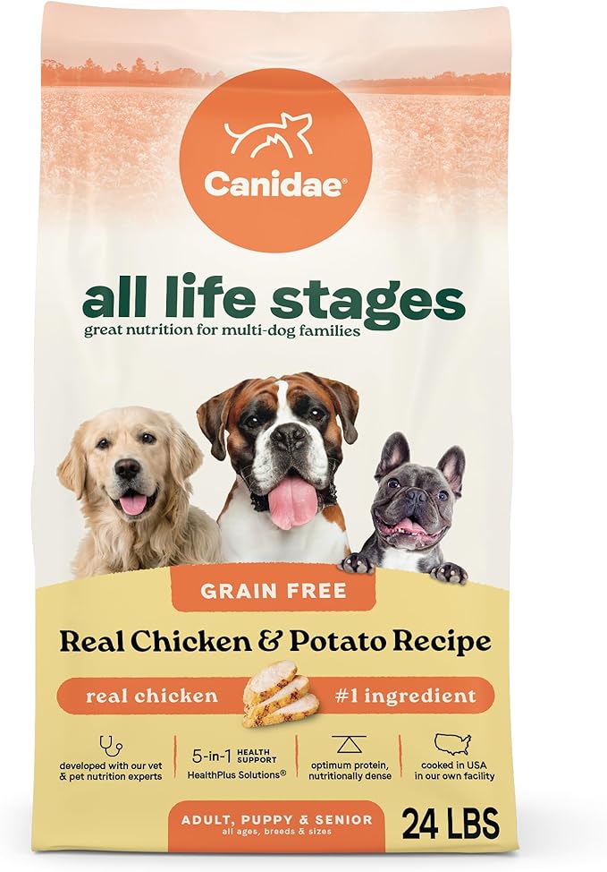 Canidae All Life Stages Real Chicken & Potato Recipe – High Protein and Grain-Free Premium Dry Dog Food for All Ages, Breeds, and Sizes– 24 lbs.