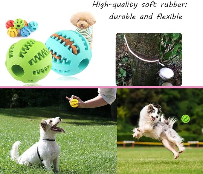 Sunglow 2 Pack Dog Toy Ball，Nontoxic Bite Resistant Teething Toys Balls for Small/Medium/Large Dog and Puppy Cat, Dog Pet Food Treat Feeder Chew Tooth Cleaning Ball Exercise Game IQ Training