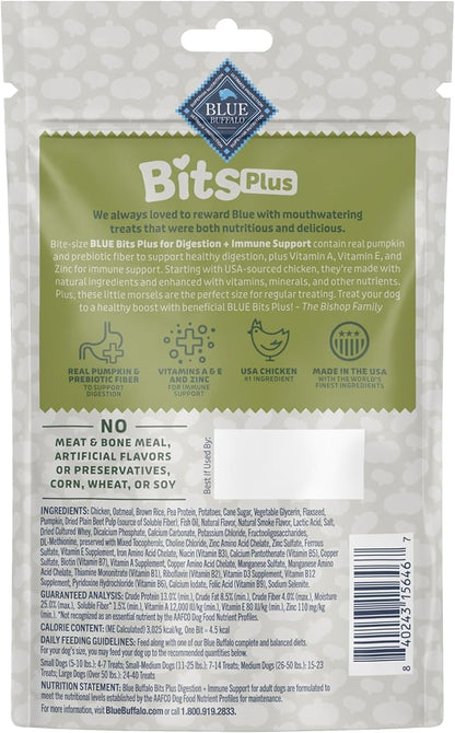 Blue Buffalo Blue Bits Plus Digestion and Immune Support Dog Treats, Chicken, 3.5-oz. Bag (Pack of 2)
