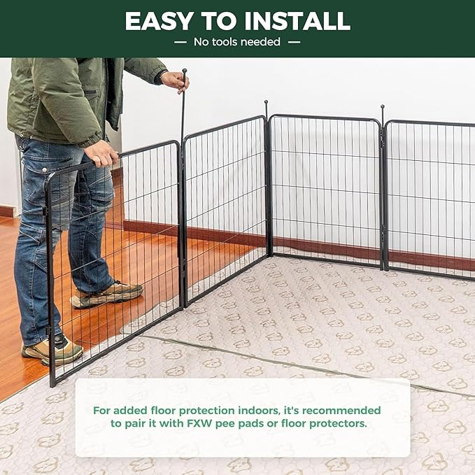 FXW Rollick Unleashed Dog Playpen for Indoor, Yard, RV Camping, 32 inch 16 Panels Dog Pen with Connectors (Pack of 2) for Small and Medium Dogs, Black│Patented