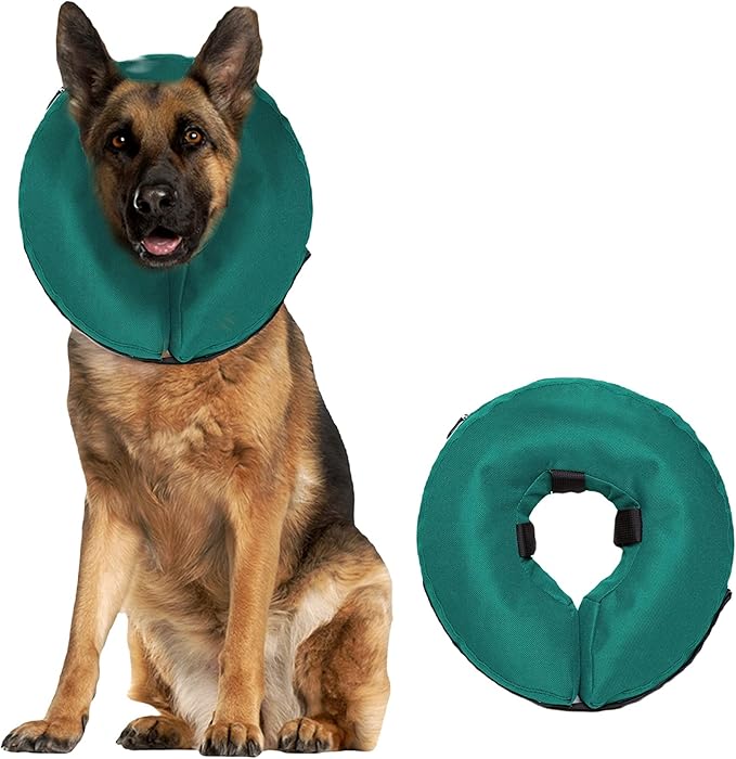 ZenPet Protective Inflatable Recovery Collar for Dogs and Cats (Teal) - Soft Pet Cone Does Not Block Vision E-Collar - Designed to Prevent Pets from Touching Stitches, Wounds and Rashes (XL)