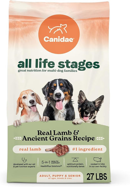 Canidae All Life Stages Real Lamb & Ancient Grains Recipe – High Protein Premium Dry Dog Food for All Ages, Breeds, and Sizes– 27 lbs.
