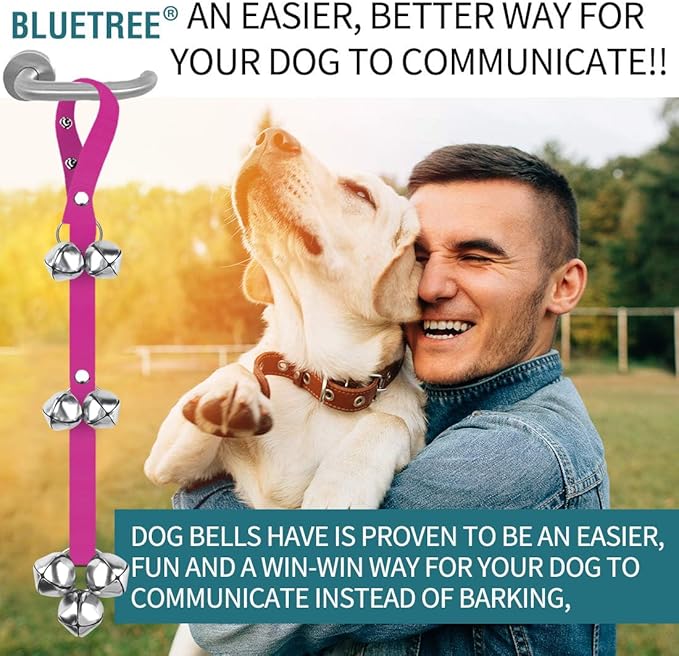 BLUETREE Dog Doorbells Premium Quality Training Potty Great Dog Bells Adjustable Door Bell Dog Bells for Potty Training Your Puppy The Easy Way - 7 Extra Large Loud 1.4 DoorBells
