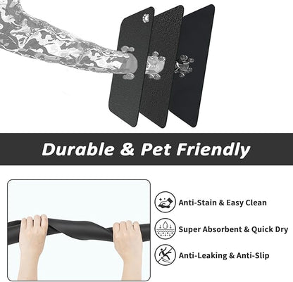 HotLive Dog Food Mat - Absorbent Cat Mat for Food and Water, No Stains Pet Feeding Bowl Mat, Easy to Clean Pet Placemats, Quick Dry Dog Water Dispenser Mat for Messy Drinkers | Paw Black 24"x 36"
