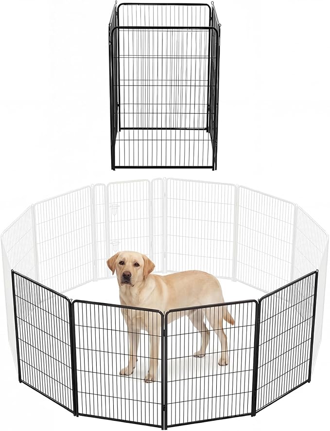 NEWBULIG Dog Playpen for Indoor 40 Inch 4 Panels - Portable Heavy Duty Metal Pet Exercise Pen, Foldable Small Medium Large Dog Puppy Playpen Fence for Outdoor RV, Camping, Yard, Garden