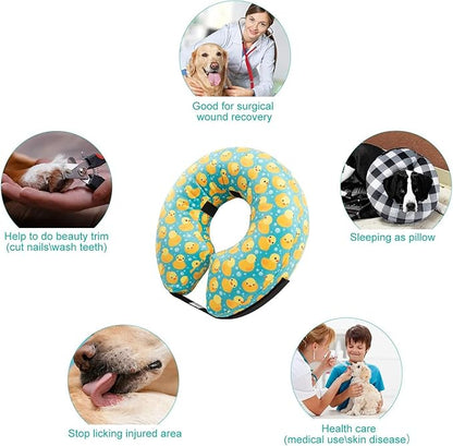 CuteBone Inflatable Dog Donut Collar with Removable Soft Fleece Covers for Small/Medium/Large Dogs and Cats After Surgery GWB04M