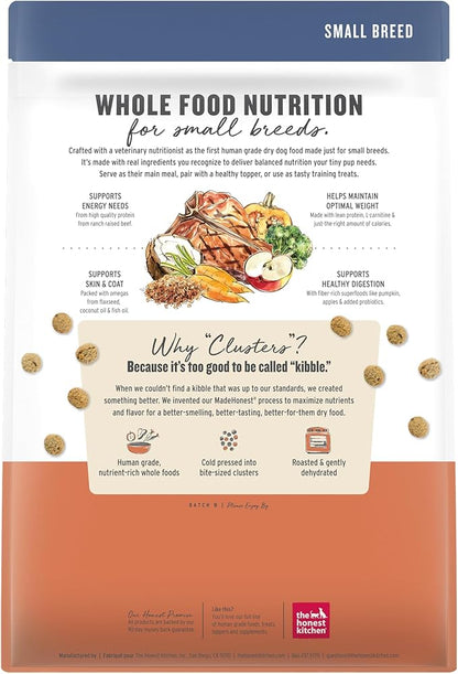 The Honest Kitchen Whole Food Clusters Small Breed Grain Free Beef Dry Dog Food, 4 lb Bag