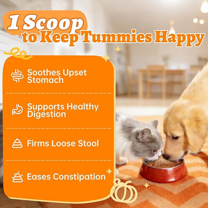 Wellix Pumpkin Powder for Dogs & Cats - Fiber Supplement, Digestion Support, Firms Stool, Dog & Cat Diarrhea, Prebiotic & Probiotic Powder - Food Topper for Dogs & Cats, 7 oz Chicken Flavor