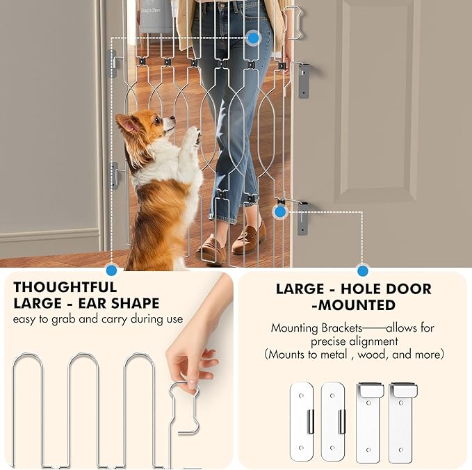 Snagle Paw Metal Retractable Door Barrier,24.4" Wide 35" Tall Safety Dog Gate for Front Door,Easy Install Retractable Pet Gate for Recreational Vehicle,Doorways