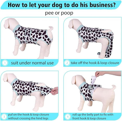 PetWarm Dog Onesie for Surgery Male, Dog Surgical Recovery Suit, Spay and Neuter, Prevents Licking After Surgery Onesie, Pet Recovery Suit for Dogs, Leopard Pattern, Silver Black, XL