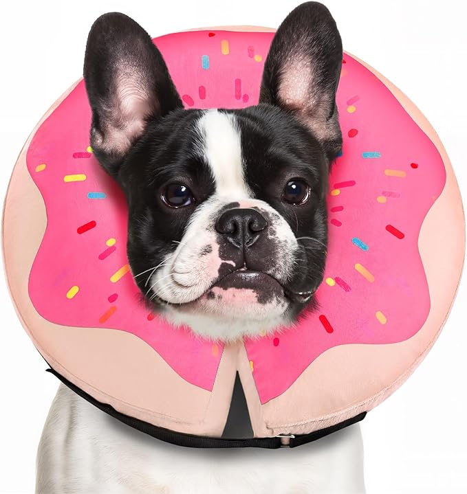 Gimars Large Inflatable Dog Cone Alternative Dog Donut Collar After Surgery, Soft Neck Pillow Recovery Cone, Elizabethan Collar Alternative for Medium Dogs