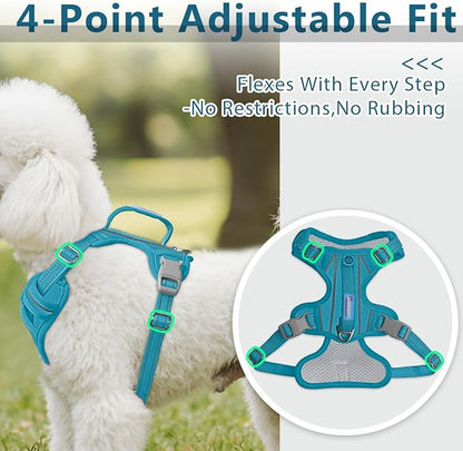 BARKBAY Dog Harness No Pull Oxford with ID Tag Pocket - Heavy Duty, Reflective, Easy Control for Large Dogs(Aqua Oxford,S)