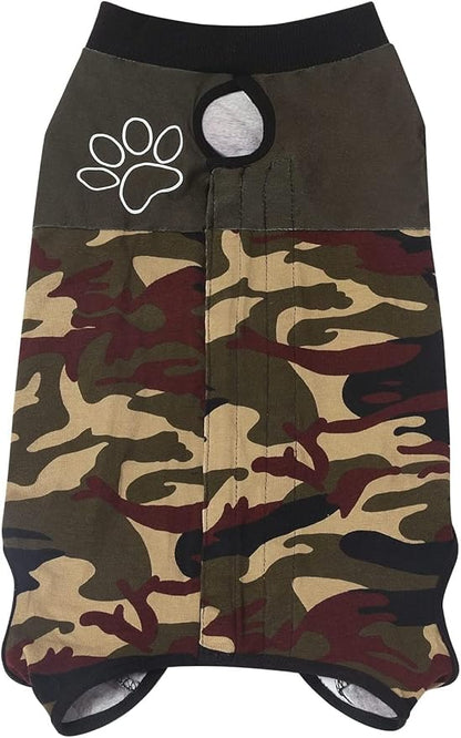Jiupety Dog Surgical Recovery Suit Adjustable, Not Fit Slim and Long Body, Dogs Suit for Surgery Recovery, M Size, Anti-Licking Surgical Dog Onesies, Camo