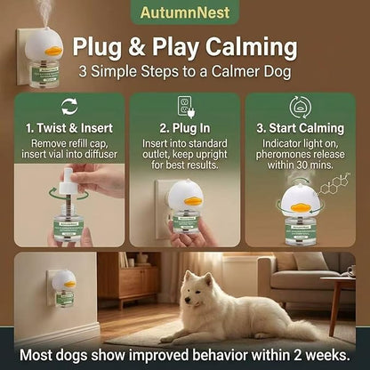 8-in-1 Calming Diffuser for Dog – Pheromone-Based Dog Anxiety Relief, 2 Plug-Ins & 6 Refills for 180-Day Stress Support – Helps Promote Calm Behavior, Safe & Non-Toxic, Anxiety Relief for Dogs