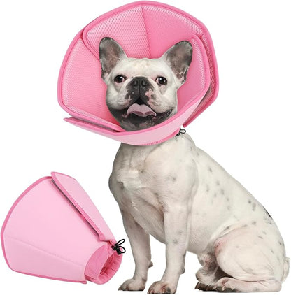 Dog Cone Collar - Soft Elizabethan Collar for Dogs After Surgery, Comfy Cone for Dogs to Stop Licking, Adjustable Dog Cone Alternative for Wound Healing (Pink S)