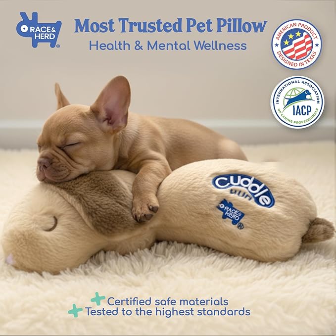Race&Herd CuddleBun Heartbeat Puppy Toy Sleep Aid - Heartbeat Dog Toy, Dog Heartbeat Toy for Puppy Must Haves for Separation Pet Anxiety Relief Puppy Calming Aid, Dog Toys Behavioral Training (Beige)
