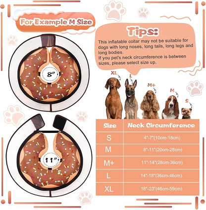 Inflatable Dog Cone Collar with Detachable Enhanced Anti-Licking Shield, Soft Neck Donut Collar for Dogs After Surgery, Adjustable Dog Cone Alternative for Large Medium Small Dogs & Cats