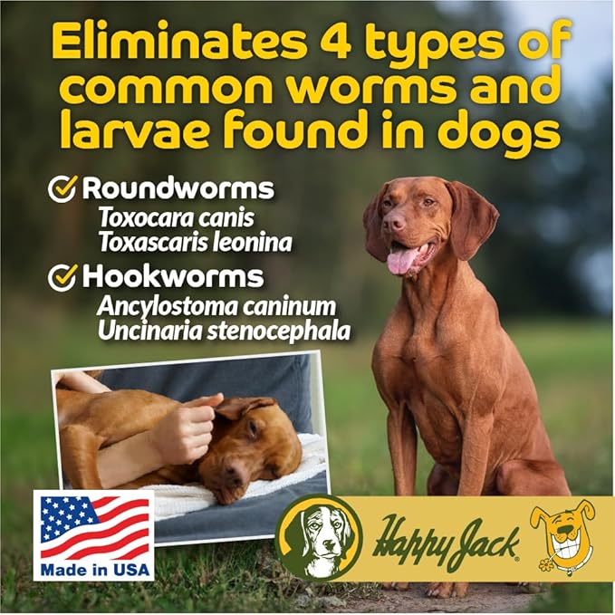 Happy Jack Liqui-Vict 2X Liquid Dog Dewormer for Large, Medium & Small Breeds (2 oz), Wormer Removes Roundworms & Hookworms, for Puppies to Seniors to Lactating Moms
