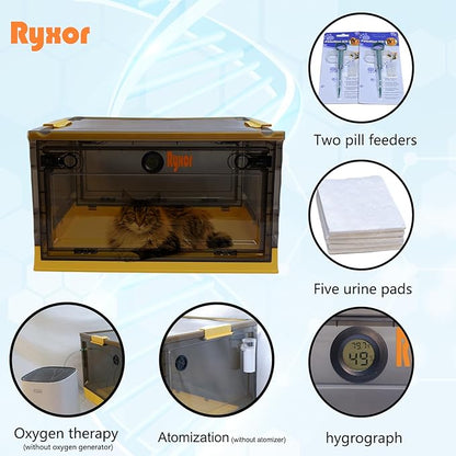 Pet Nebulizer Nest, Cat & Dog Oxygen Chamber, Small Pet Oxygen Inhalation Box (Gray, Intermediate)