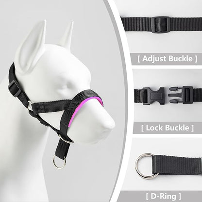 Dog Head Collar with Soft Fabric, Head Harness Stops Dog Pulling, Head Leash for Small Medium Large Dogs Walking (L, Green)