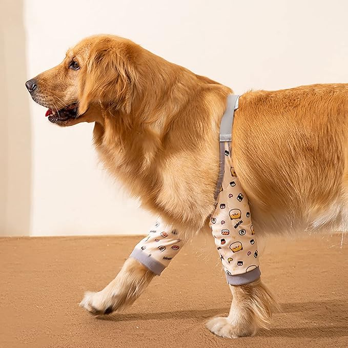 ROZKITCH Dog Surgery Leg Sleeve for Front Legs, Pet Prevent Licking Wound Elbow Knee Protector, Dog Leg Sleeve to Stop Licking Cone Collar Alternative for Sprain ACL CCL Arthritis Cute Dog 2XL