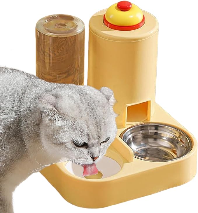 Feeding Bowl Set - Dog Water Dispenser, Detachable Food Bowl with Bell with Sturdy Construction, Animal Accessory Featuring Convenient Design, Wet and Dry Feeding Solution for Small Medium Pets