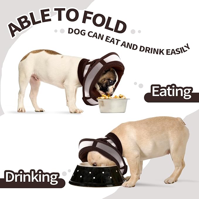 Allroaring Dog Cone, Comfy Extra Large Cone for Dogs After Surgery, Adjustable Soft Dog Cones to Prevent Licking Wounds, Pet Elizabethan Collar for Large Dogs, Brown XL
