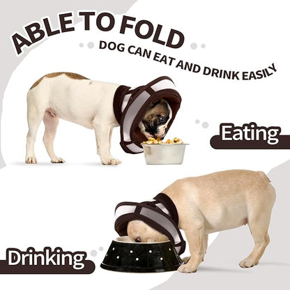 Allroaring Dog Cone, Comfy Extra Large Cone for Dogs After Surgery, Adjustable Soft Dog Cones to Prevent Licking Wounds, Pet Elizabethan Collar for Large Dogs, Brown XL