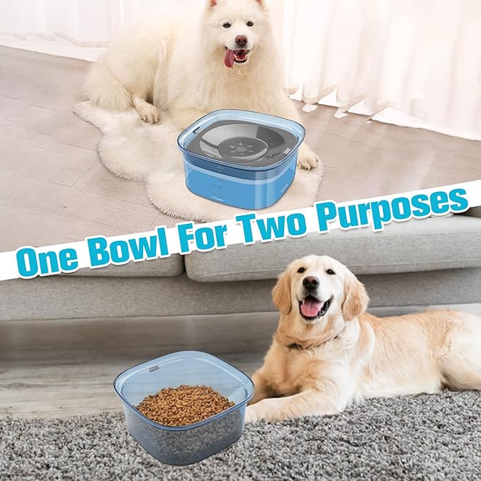 UPSKY 70oz Dog Water Bowl 2L No Spill Dog Bowls Large Capacity Spill Proof Slow Water Feeder, No Splash Dog Bowl Pet Water Dispenser Vehicle Carried Travel Slow Drinking Bowls for Messy Drinkers, Cats